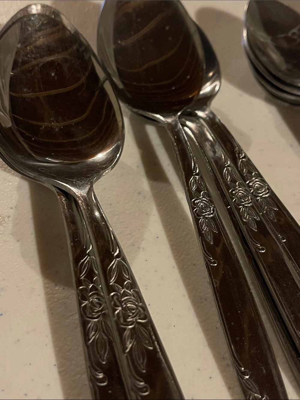 Silver Floral-Pattern Stainless Steel utensils